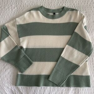 H&M Green and Cream Striped Sweater